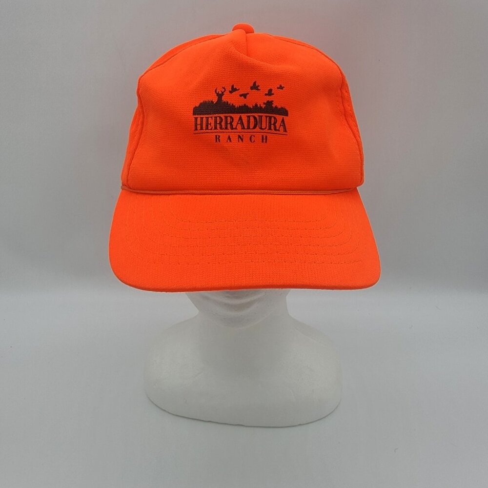 Vintage Herradura‎ Ranch Cotulla Texas Hunting Orange SnapBack Hat Youngan Cap